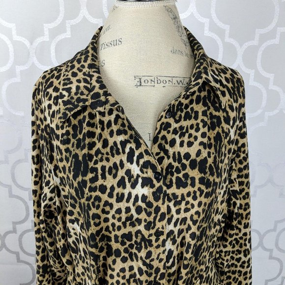 City Chic Black Tan Leopard Twist Midi Dress - Picture 3 of 9